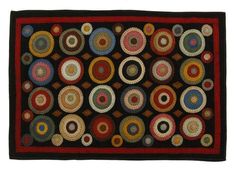 Coin - Penny Rug [Home Decor]- Olde Church Emporium Country Rugs, Pet Area, Primitive Rugs, Penny Rug, Penny Rugs, Hand Applique, Area Rug Runners, Wool Applique, Black Area Rugs