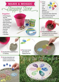 instructions to make a mosaic stepping stone