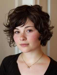 Best Short Hairstyles for Chubby Faces: Pixie Cuts, Curly & Wavy Styles Curly Short Hairstyles Round Face, Short Wavy Hairstyles For Women Round Face, Short Hair Double Chin, Chubby Short Hair, Short Wavy Hair Round Face, Chubby Face Haircuts Double Chin, Korean Pixie, Short Hairstyles For Chubby Faces