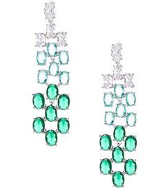 Cezanne CZ & Emerald Stone Chandelier Statement Earrings | Dillard's Feature Chandelier, Stone Chandelier, Silver Statement Earrings, Emerald Stone, Rhinestone Jewelry, Accessories Jewelry Earrings, Dillard's, Chandelier Earrings, Crystal Earrings