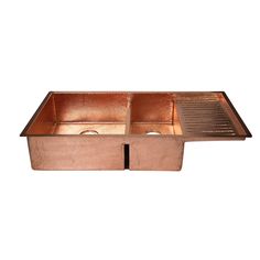 copper double bowl kitchen sink with drain