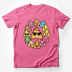 Fun Emoji Poop Pals Party T-Shirt, Colorful Cartoon Smiley Faces Tee, Unisex Gift for Friends and Family Male T-Shirt Custom graphic T-Shirt.Customize your color Cartoon Smiley Face, Fun Emoji, Smiley Face Tee, Funky Gifts, Poop Emoji, Typography Shirts, Funny Emoji, Smiley Faces, Unisex Gift