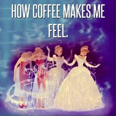 there are three women dressed in dresses and one has the words how coffee makes me feel