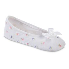 Delightfully feminine, these women's isotoner ballet slippers are a must-have.SHOE FEATURESBow accentTerry cloth constructionSHOE CONSTRUCTIONCotton/polyester/spandex upper & liningManmade outsoleSHOE DETAILSRound toeSlip-on Padded footbedMachine wash Size: X-LARGE. Color: White. Gender: female. Age Group: adult. Pattern: embroidered. Accessories Guide, Ballerina Slippers, Ballet Slippers, Womens Slippers, Polyester Spandex, Gender Female, Age Group, Color White, Slippers