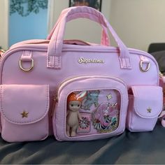 Brand New And Only Decorated. The Only “Damage” Is On The Insert From My Pins. Highly Quality, Spacious And So Cute. Will Not Come With Any Decorations (Sorry :P) Decorated Bag, Trinket Bag, Star Bag, Girly Clothes, Stylish School Bags, Decorated Bags, Diy Crafts To Do, Junk Drawer, Girly Outfits