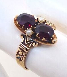 Antique Victorian 1800's 14k Rose Gold Garnet & Seed Pearl Ring  | eBay Victorian Oval Ruby Ring, Pomegranate Ring, 1800s Jewelry, Antique Ruby Ring, Antique Rings Victorian, Seed Pearl Ring, Antique Jewelry Rings, Victorian Rings, Pretty Clothes