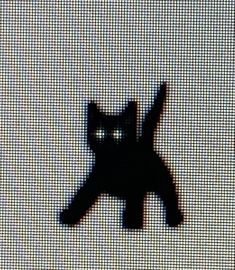 the silhouette of a black cat on a white background