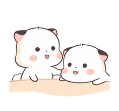 two little white kittens sitting next to each other