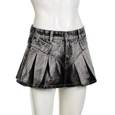 TAVIMART - Short Mini Skirt Washed Grey Gradient Pleated Super Women'S Denim Skirt A-Line High Waist 2024 Summer New Fashion Short Mini Skirt, Womens Denim Skirts, Grey Gradient, Denim Women, Denim Skirt, New Fashion, Mini Skirt, Gray Color, High Waist