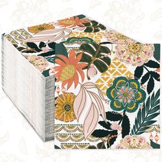 an image of a box with flowers and leaves on the inside, in front of a white background