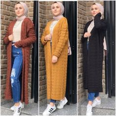 Long Cardigan Outfit Hijab, Cardigan Outfit Hijab, Chunky Cardigan Outfit, Cozy Chic Outfit, Long Cardigan Outfit, Winter Hijab, Long Cardigans, Hijabi Outfit, Learning Tips