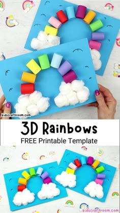 3d rainbows made out of paper with clouds and rainbows in the middle, on top