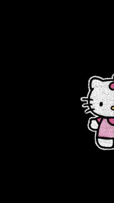 the hello kitty wallpaper is black and white with pink dots on it's face