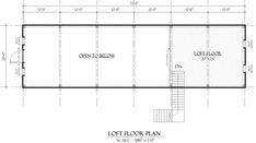 the floor plan for a loft with stairs