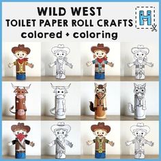 the wild west toilet paper roll crafts are colored and coloring