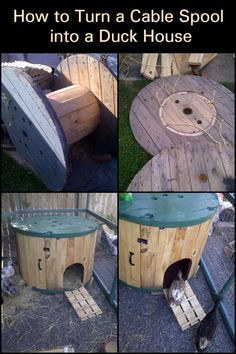 how to turn a cable spool into a duck house