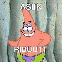 a cartoon character with the words asik ribbutt in front of it's face