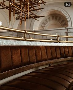 the back of a bench in a building