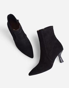 With a chic pointed toe, stretchy back and modern sculpted heel, these suede ankle boots makes a subtle statement paired with everything from a swishy maxi to structured trousers. Plus, our MWL Cloudlift Lite padding makes it feel like you're walking on a...well, you know.2 3/4" heel.Leather upper.Leather lining.Man-made sole.Imported.Madewell.com only. Sew Tips, Rich Girl Fashion, Shoe Hacks, Women Heel Boots, Shoes Hack, Ankle Sandals, Hem Jeans, How To Make Shoes, Ankle Bones