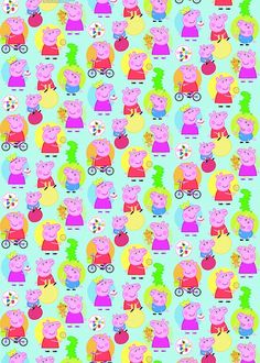 peppa pig pattern on a blue background