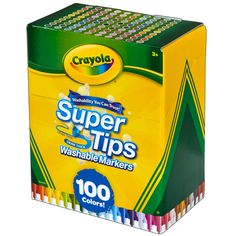 crayon super tips washable markers, assorted colors, 100 count box