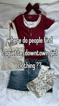 my whisper ‼️‼️ #whisper #clothes #brandy #coquette #downtown #heart #red #fashion #cleangirl Cute Clothes Coquette, Booktok Outfits, Where To Find Coquette Clothes, Downtown Coquette Outfits, Outfits Ideas Coquette, Where To Get Coquette Clothes, Coquette Downtown Girl Outfits, Red Coquette Outfit