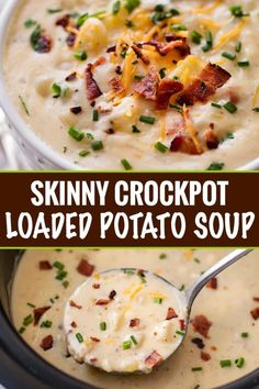 Crockpot Loaded Potato Soup, Slow Cooker Potato Soup, Chunky Chef, Slow Cooker Potatoes, Soup Vegetable, Potato Soup Crock Pot, Loaded Potato Soup, Loaded Baked Potato Soup