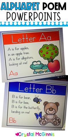 two posters with the words alphabet and letter b on them, one has an image of a