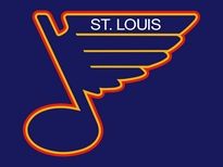 the st louis logo on a blue background