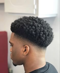 Mid Taper Fade Haircut Black Men, Taper Fade Afro, Afro Hair Fade, Afro Fade Haircut, Black Man Haircut Fade, Taper Fade Short Hair, Fade Haircut Curly Hair