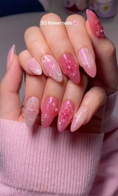 Orchid Nails, Pink Gellac, Aesthetic Nail, Wow Nails, Summery Nails, Glow Nails, Nail Sets