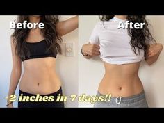 before and after photos of a woman's stomach