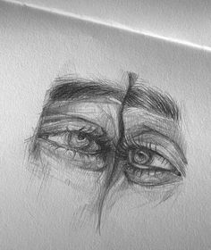 a pencil drawing of an eye with the reflection of another person's face in it