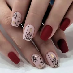 Maroon Nails, Beauty Hacks Nails, Romantic Nails, Nails 2023, Pretty Nail Art, Art Summer, Acrylic Nail Art, Dipped Nails