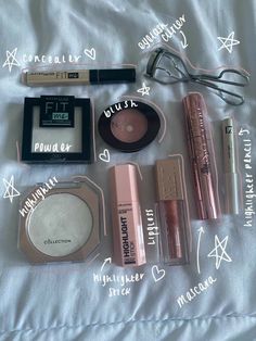 Simple Makeup Products Aesthetic, My Makeup Products, Cheap Good Makeup, Simple Makeup Products Natural, Cheap Makeup Routine, Minimal Makeup Aesthetic, Natural Makeup Products Aesthetic, Cute Makeup Bag Aesthetic, Makeup Bags Aesthetic