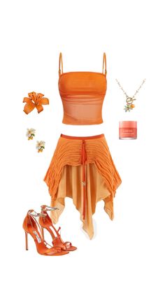 Outfit Inspo Orange, Tropical Fashion, Earthy Outfits, Orange Outfit, Cruise Outfits