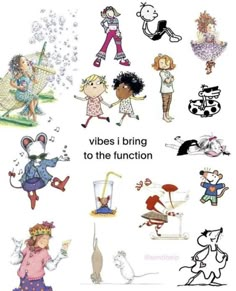 an image of children's drawings with the words vibes bring to the function