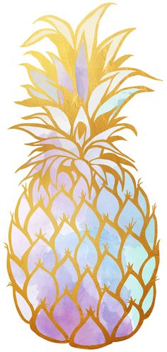 a drawing of a pineapple with yellow and blue highlights on it's surface