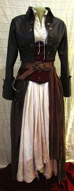 Ruth act 2 Fantasy Clothing Pirate, Pirate Vest Woman, Modest Pirate Costume Women, Historically Accurate Pirates, Steampunk Female Outfits, Gothic Pirate Outfit, Male Pirate Outfit, Fantasy Pirate Outfit, Pirate Drawing Reference