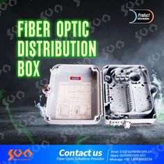 an advertisement for fiber optic distribution box