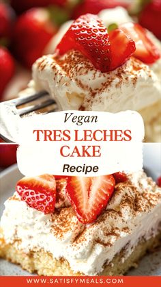 Vegan Tres Leches Cake 🥥 Tres Leches Cake Easy, Vegan Tres Leches Cake, Dairy Free Dessert Recipes Easy, Tres Leches Recipe, Chocolate Tres Leches Cake, Vegan Condensed Milk, Dairy Free Recipes Dessert, Tres Leches Cake Recipe, Vegan Cheesecake Recipe