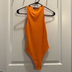 Nwt High Neck Bright Orange Body Suit. Strong Button Closure, Thick But Lightweight Material. Orange Body Suit Outfit, Orange Bodysuit Outfit, Body Suit Outfit, Asymmetric Bodysuit, Orange Bodysuit, Brown Bodysuit, Scoop Neck Bodysuit, Red Bodysuit, Ruffle Bodysuit