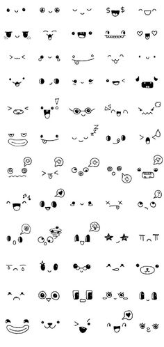 an image of various faces drawn in black ink on white paper, including one with eyes and