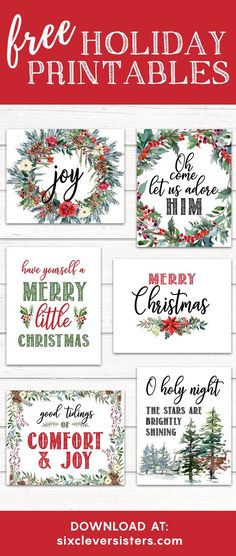 the free holiday printables are available for purchase at six different stores in store