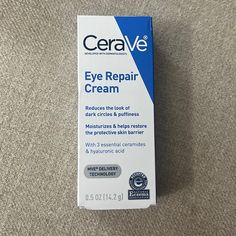 New And Unopened . Reduces The Look Of Dark Circles And Puffiness Cerave Eye Repair Cream, Skincare Cerave, Eye Repair Cream, Cerave Skincare, Eye Wrinkle Cream, Firming Eye Cream, Eye Cream For Dark Circles, Ren Clean Skincare, Anti Aging Wrinkles