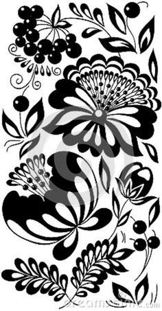 black and white flowers with leaves