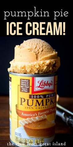 pumpkin pie ice cream in a can with text overlay