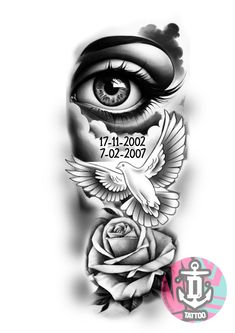 a tattoo with an eye and rose on it