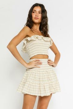 Gingham Two-Piece Dress  Set