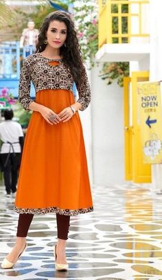 #orange  #printdesign #jacket #kurti | orange Kurtis | trends Kurtis | glace cotton with cambric kurti | party wear | orange kurti | black and white design jacket Kurtis | Umbrella Kurti Design Anarkali, Umbrella Kurti Design, Umbrella Kurti, Kurti Long, Design For Kurti, Simple Style Outfits